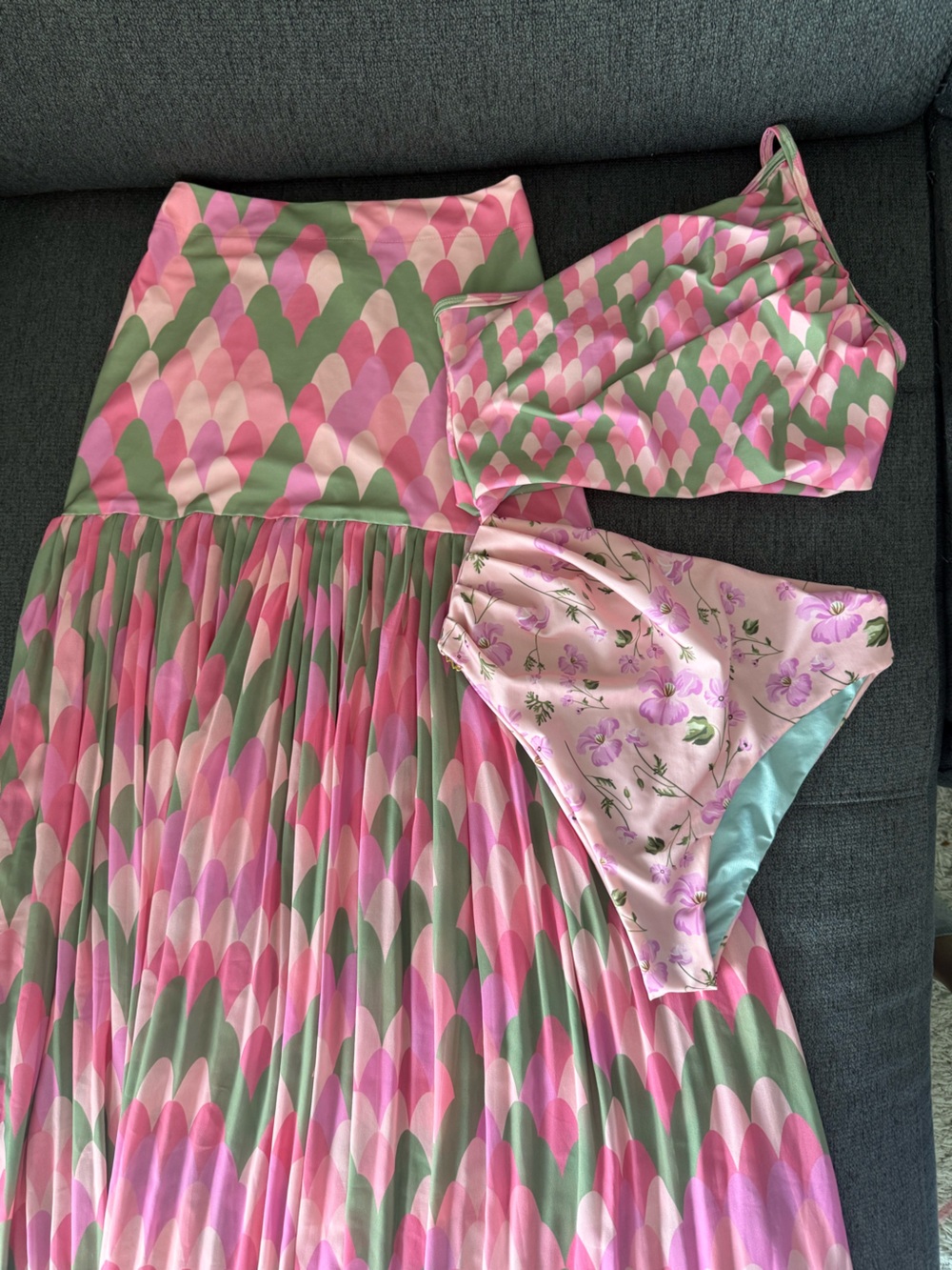 Women’s Pink & Green Patterned One-Piece Swimsuit
